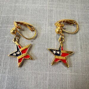 Vintage Avon Dangle Patriotic Star Clip On Earrings